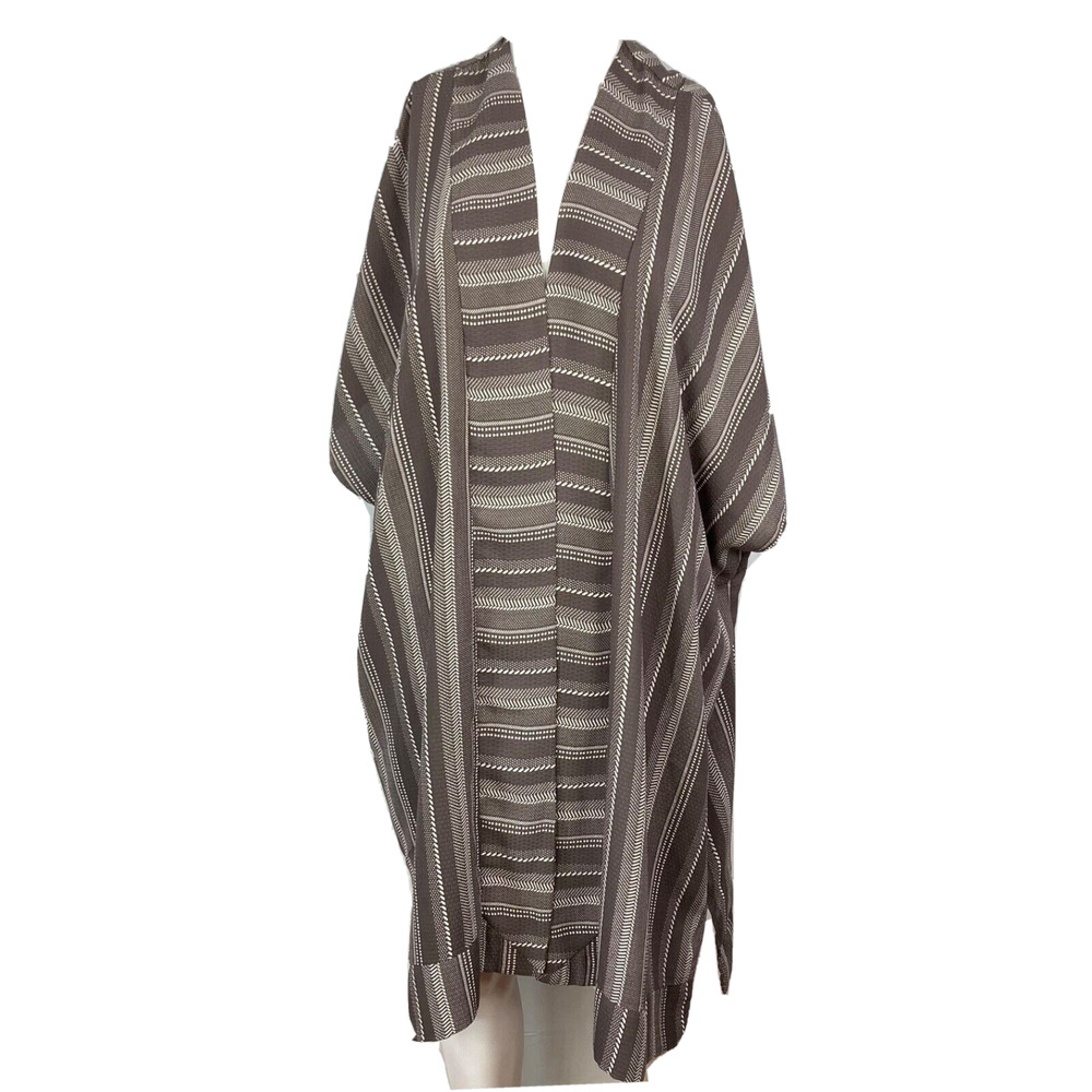 Sadie & Sage Kimono Cardi Womens S Taupe‎ Brown White Flowy Open Half Sleeves